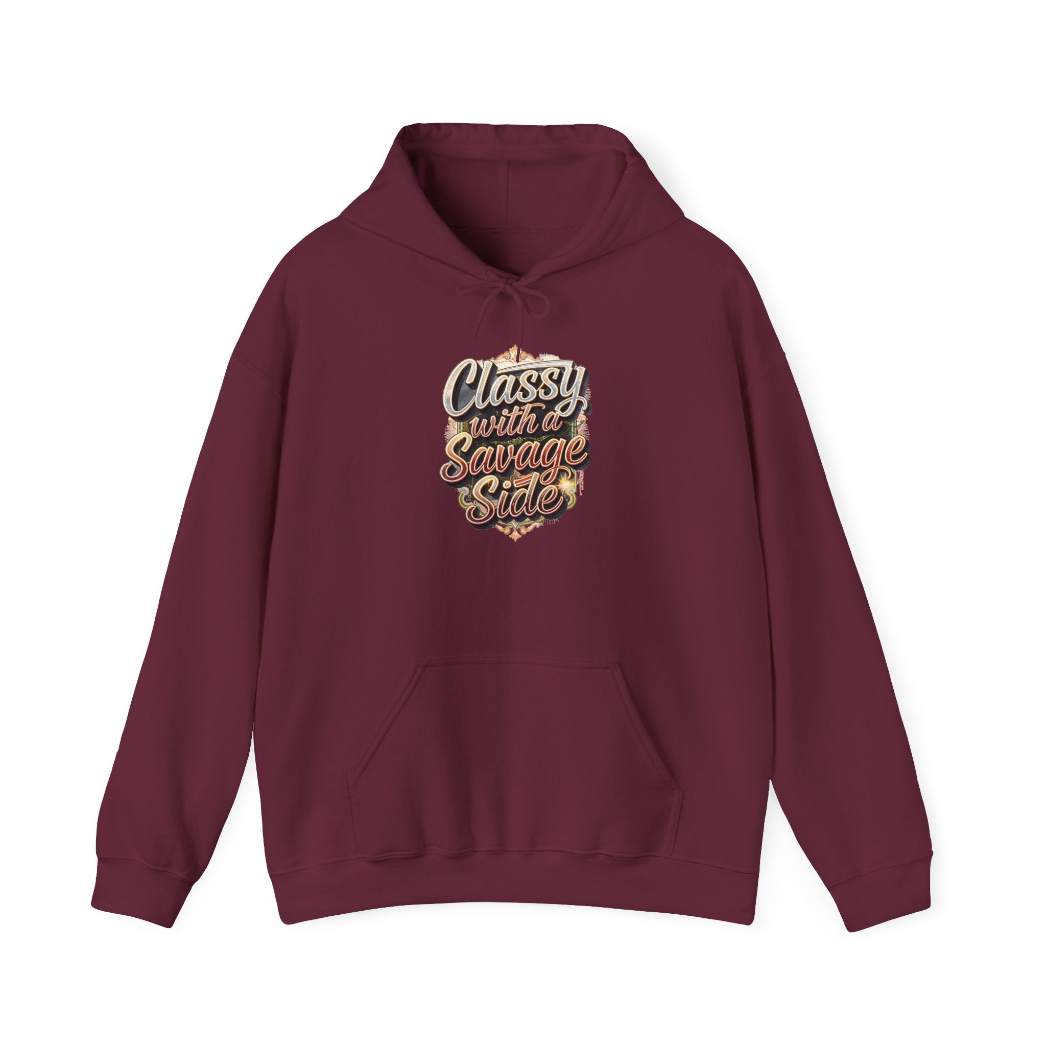 "Classy with a Savage Side" Retro Script Hoodie Pullover
