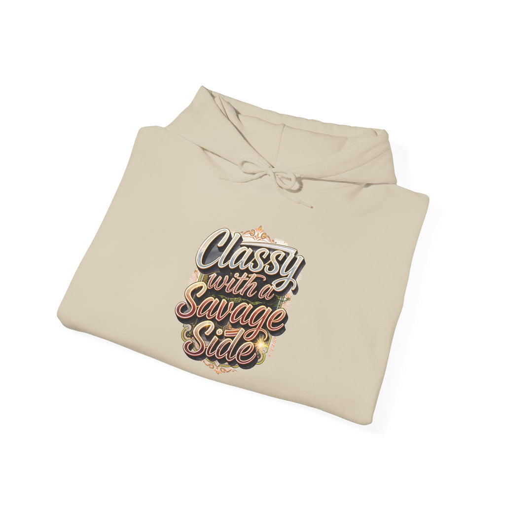 "Classy with a Savage Side" Retro Script Hoodie Pullover
