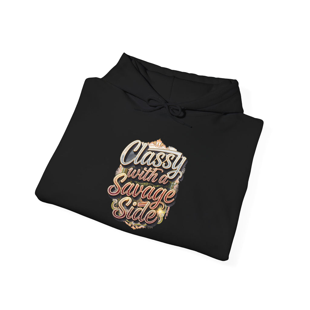 "Classy with a Savage Side" Retro Script Hoodie Pullover